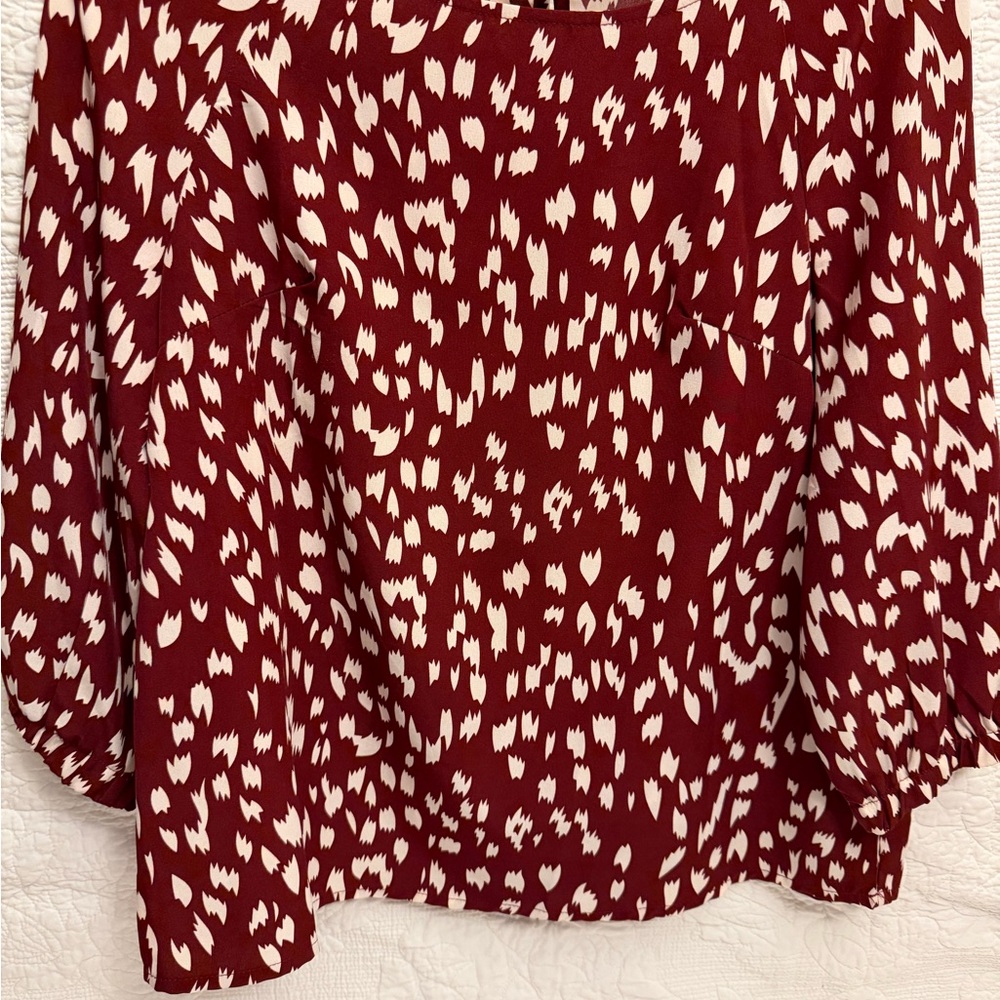 SHEIN Burgundy and White Patterned Blouse